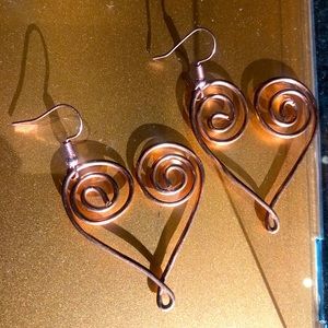 Handmade Copper Heart Earrings